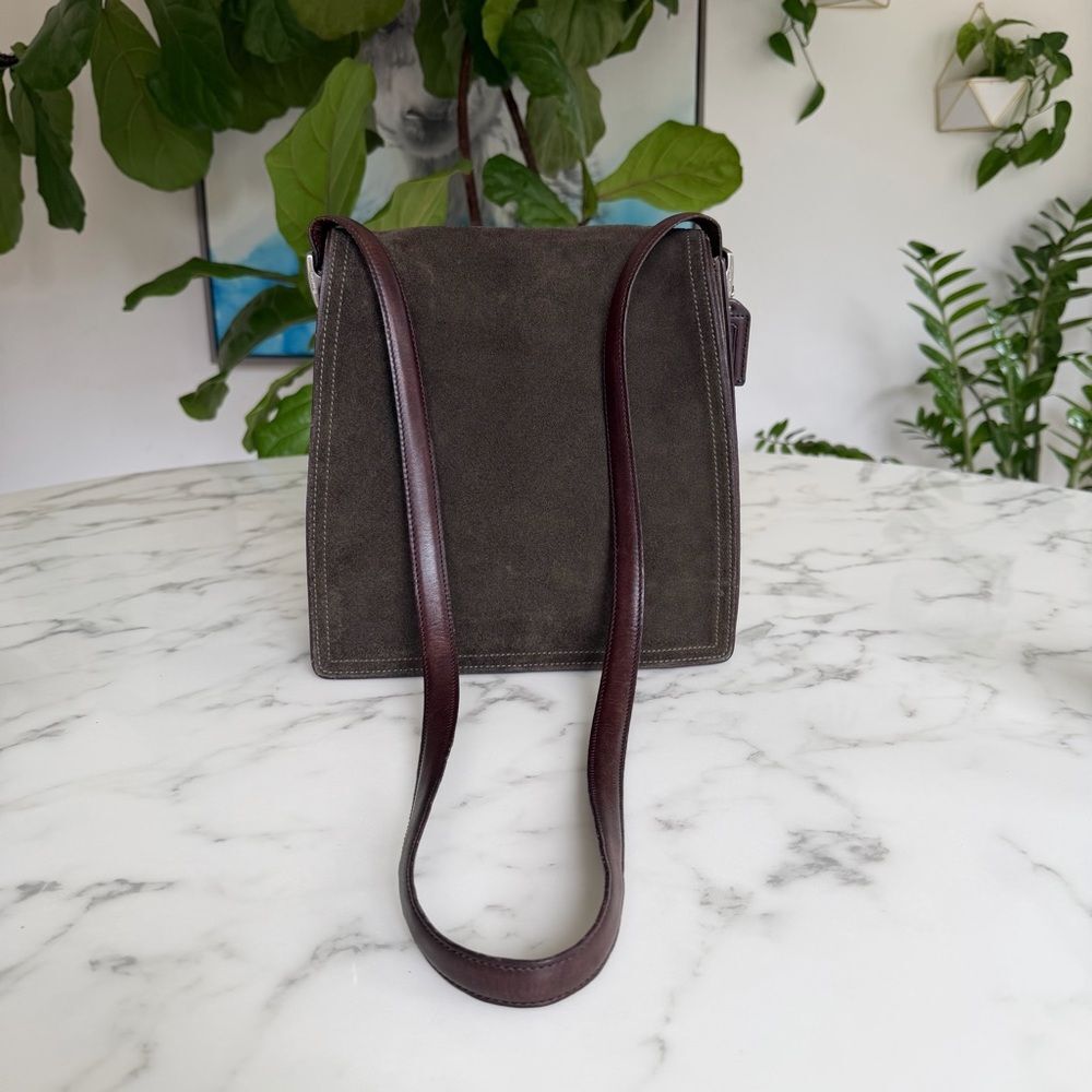 COACH Vintage Monterrey Flap Suede Crossbody Bag Loden Olive Green 6148 90's Y2K - Picture 16 of 16